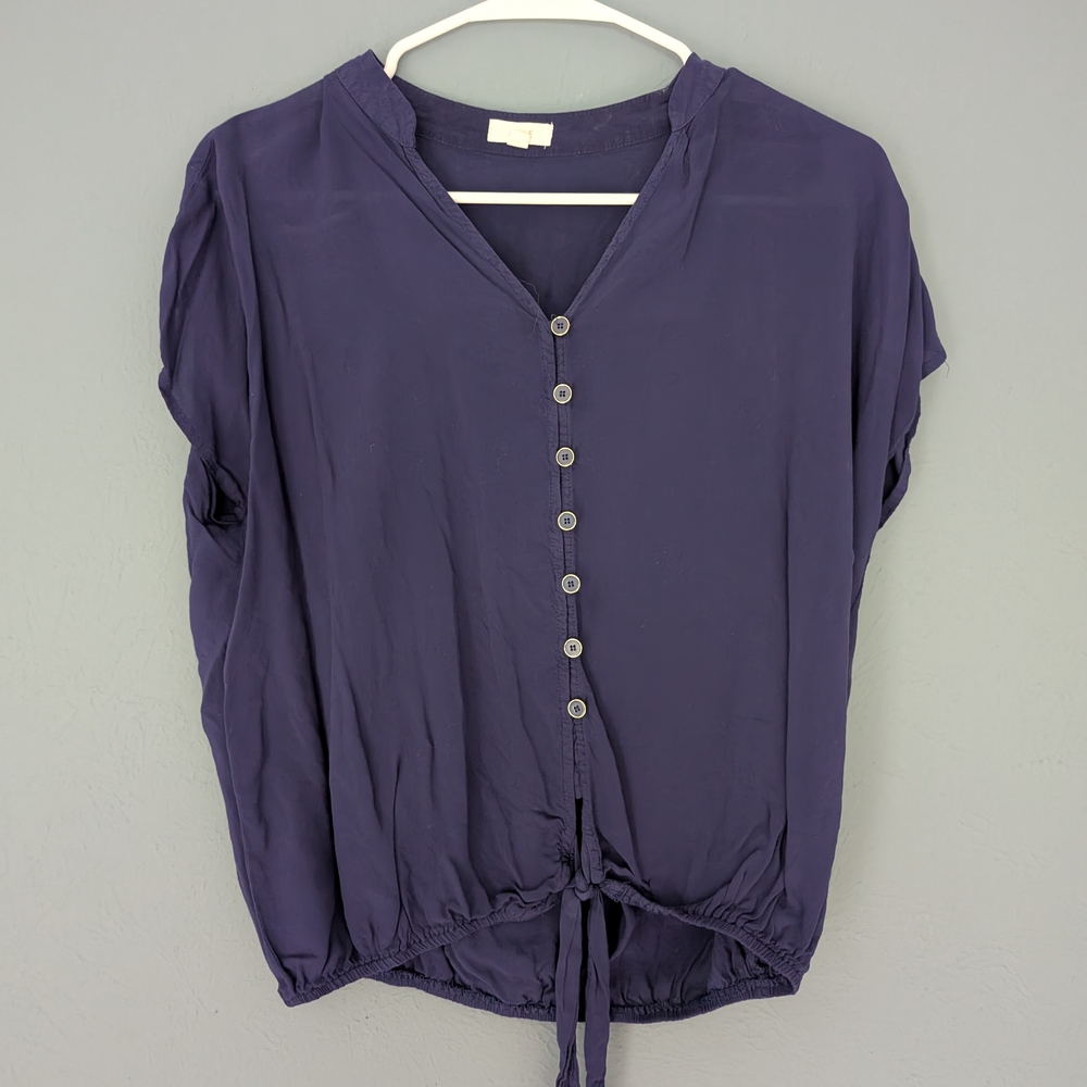 Mine Dolman Sleeve Blue and Purple Button Down Top